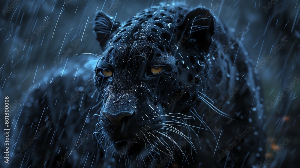 Design a digital art piece of a panther facing forward