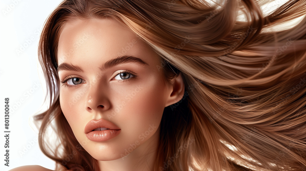 Beautiful woman with healthy and sleek long hair for hair beauty products commercial. Beautiful woman with healthy and sleek long hair for hair beauty products commercial.