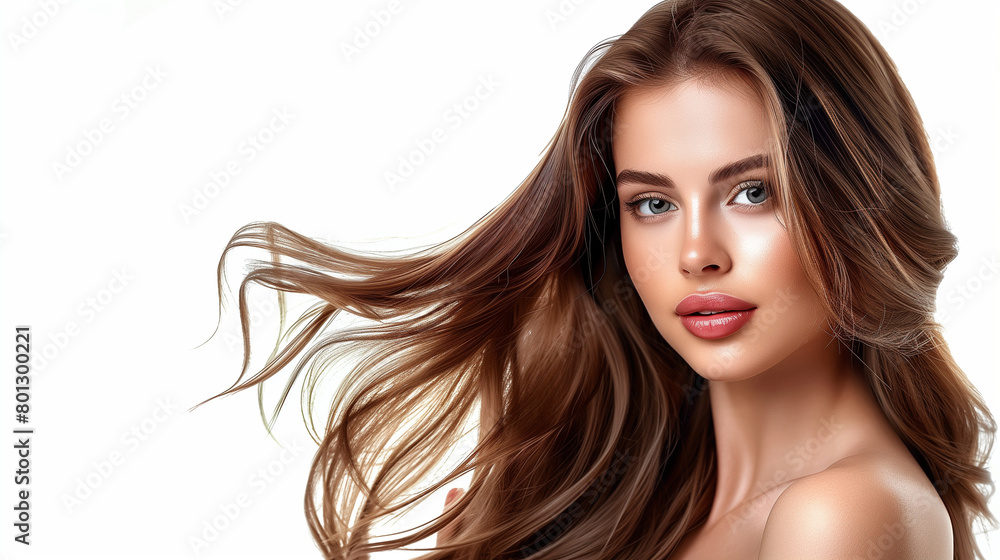 Obraz premium Beautiful woman with healthy and sleek long hair for hair beauty products commercial.