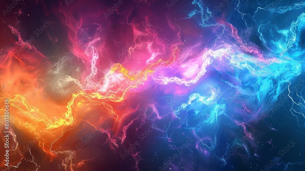 Dynamic Fire Background Loop with Smoke and Blue Flame Texture in Cosmic Space