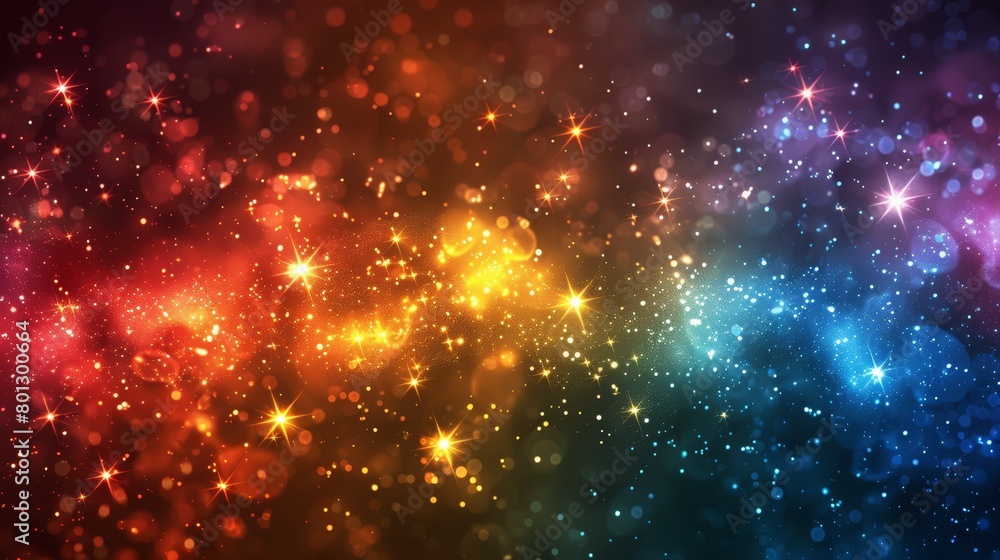 Colorful vibrant multi colored mystic starry background design
