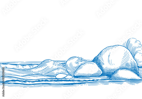 Surfing beach landscape sketch water wave summer design