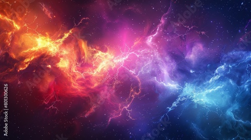 Colorful vibrant multi colored mystic lightning background design