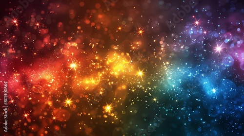 Colorful vibrant multi colored mystic starry background design © fourtakig