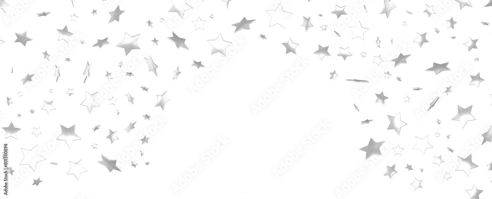Obraz premium Silver stars confetti rain festive holiday background. background silver paper foil stars