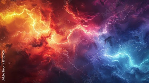 Colorful vibrant multi colored mystic lightning background design photo