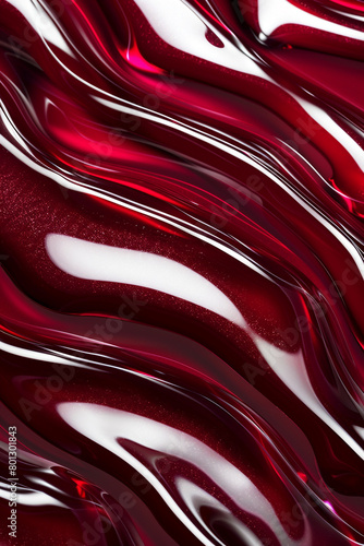 Ruby red and glossy white wave pattern, luxurious and elegant for high-end cosmetic advertising