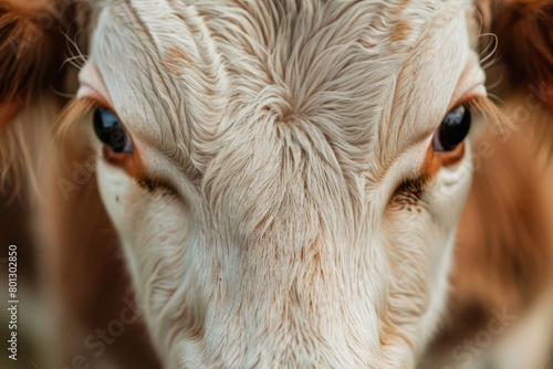 A baby cow, curious eyes peering into the camera