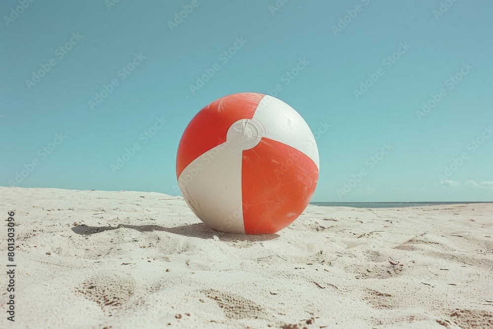 Beach ball bouncing in the sand.