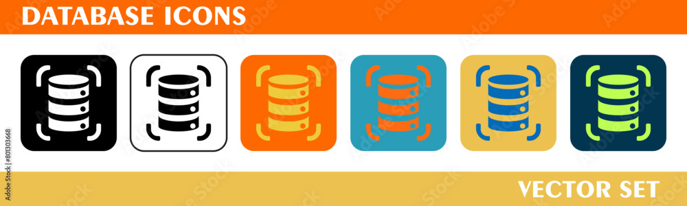 Database icons design. For sign, symbol, web design or web graphics. Vector flat illustration. Database icons design. For sign, symbol, web design or web graphics. Vector flat illustration.