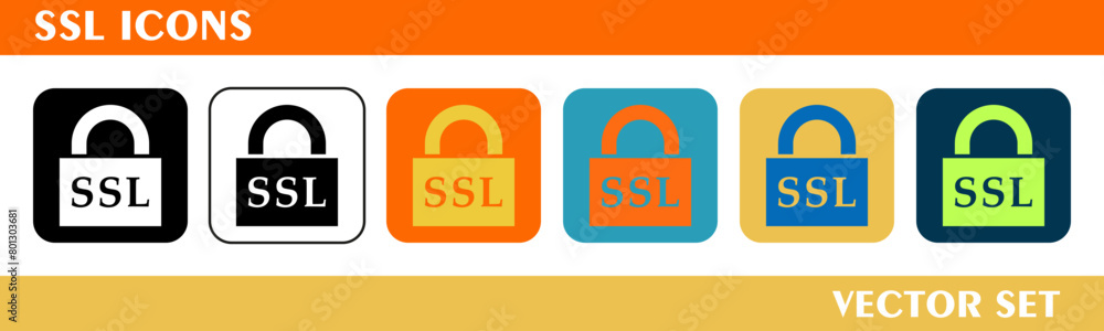 SSL icons design. For sign, symbol, web design or web graphics. Vector flat illustration. SSL icons design. For sign, symbol, web design or web graphics. Vector flat illustration.