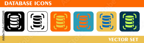Database icons design. For sign, symbol, web design or web graphics. Vector flat illustration.