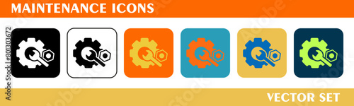 Maintenance icons design. For sign, symbol, web design or web graphics. Vector flat illustration.
