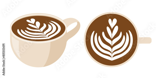 Set of coffee cups. Vector illustration isolated on white background