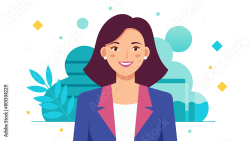 Happy 45 years old Latin professional middle aged business woman corporate leader, modern flat design, simple vector illustration, isolated, white background