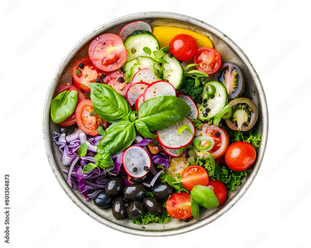 Mediterranean medley in bowl on transparent background Mediterranean medley in bowl on transparent background