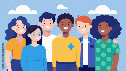 Friends attend a Tourette syndrome conference together showing their support for their friends journey and desire to learn more about the condition.. Vector illustration