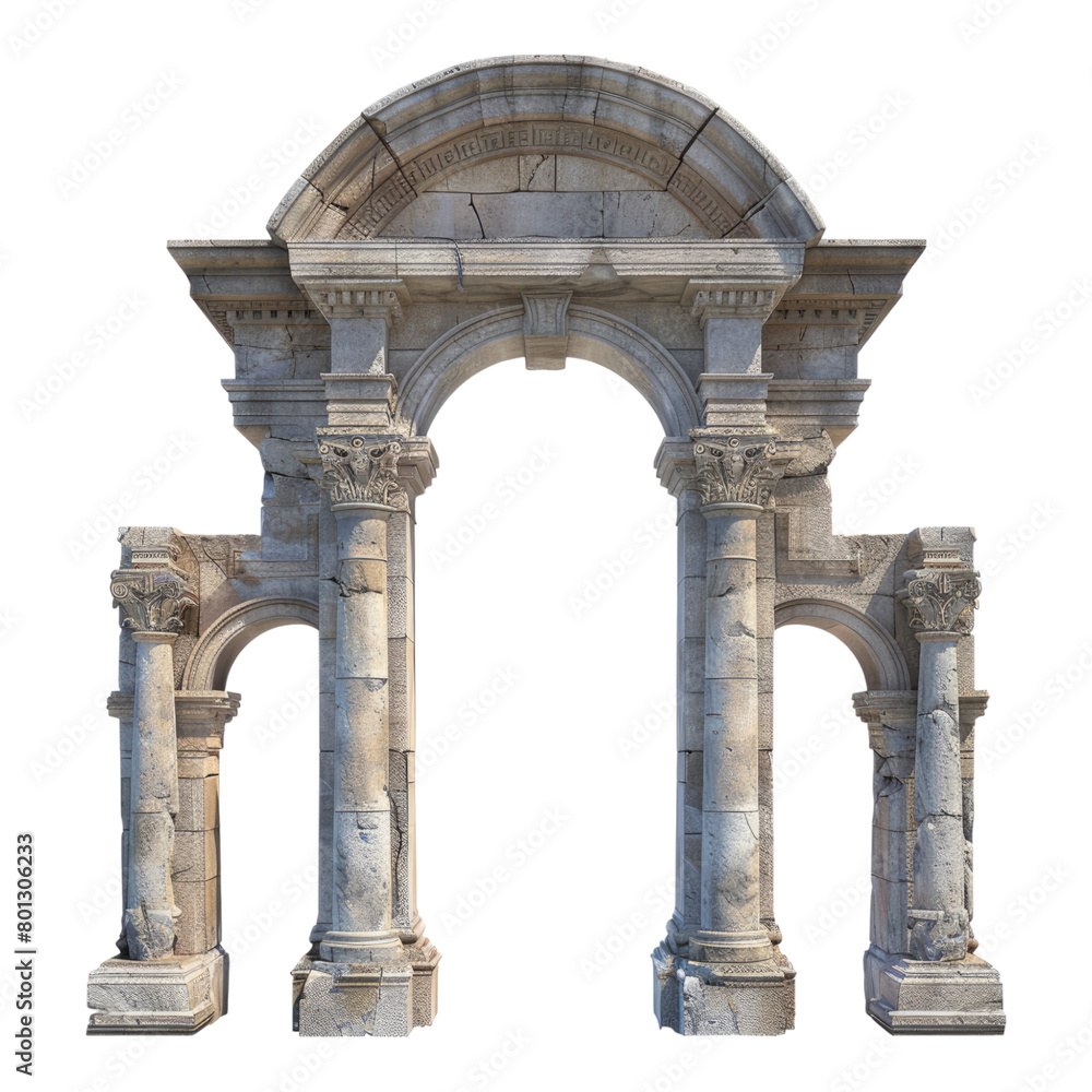 Fototapeta premium Historical stately Arch Pillar isolated on transparent background