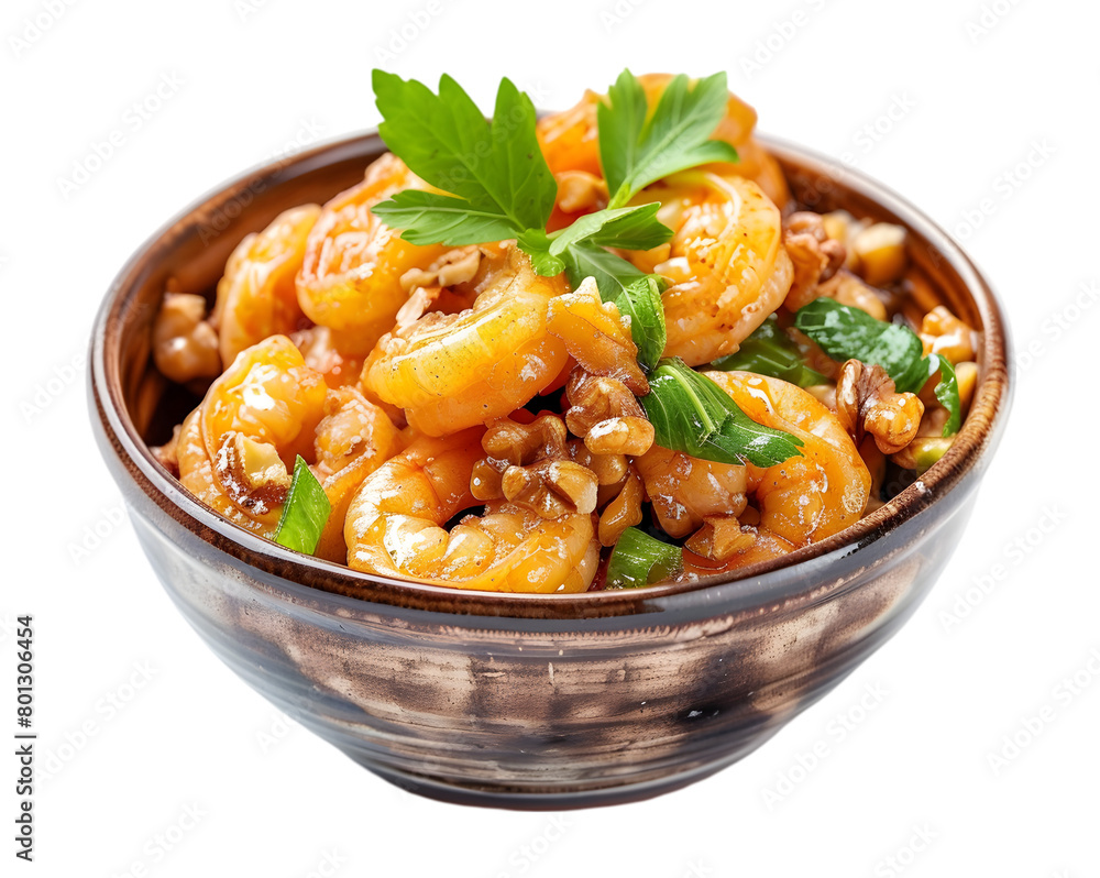 Walnut shrimp in bowl on transparent background Walnut shrimp in bowl on transparent background