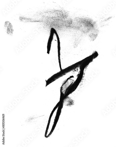 Smudged Charcoal Mark on Transparent Background