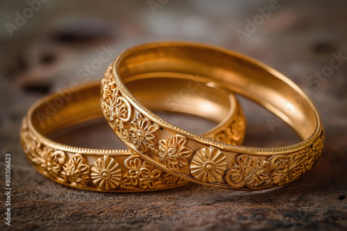Two golden bangles photo