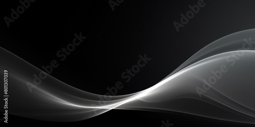 Gray black white glowing abstract gradient shape on black grainy background minimal header cover poster design copyspace