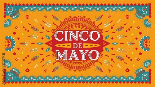 Banner de Cinco de Mayo con Colores Verde, Amarillo y Rojo photo