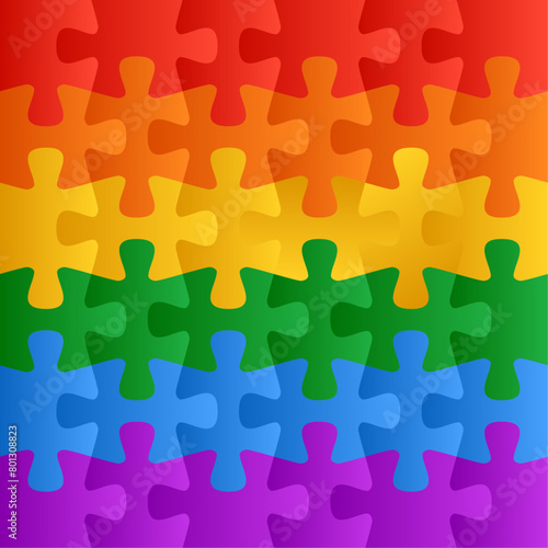 LGBT puzzle background vector with flag colors.