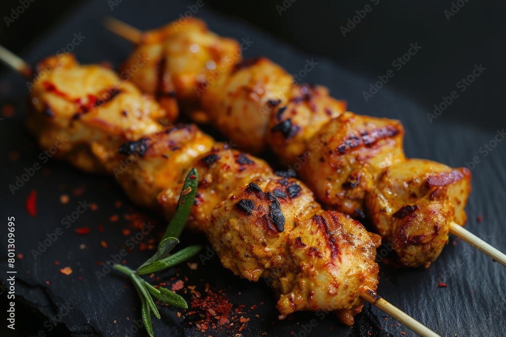 Chicken Satay on a plate 
