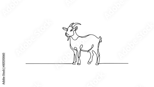 A continuous line drawing of a goat