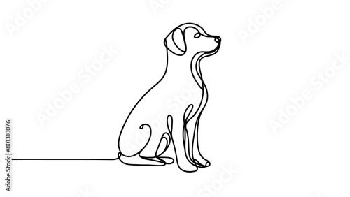 A continuous line drawing of a dog