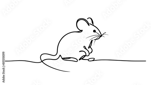 A continuous line drawing of a mouse