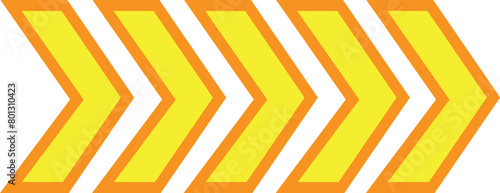 Right directional solid yellow swipe arrow symbol. Vector illustration of arrow icons set. arrows on white background