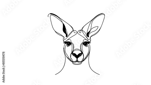 A continuous line drawing of a realistic kangaroo head 2