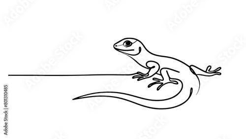 A continuous line drawing of a lizard