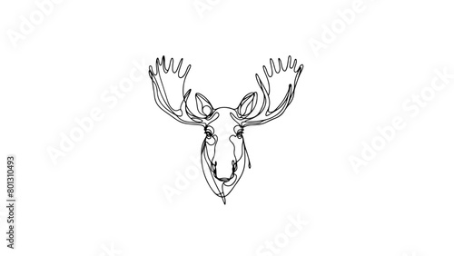 A continuous line drawing of a realistic moose head 2
