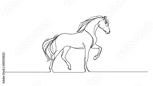 A majestic horse depicted in a continuous line drawing style