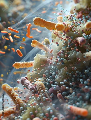 Captivating Microbiome Beauty Magnification of Pseudomonas Bacteria in Biofilm photo
