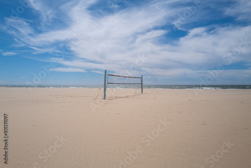 Solitary Beach Volleyball Net on Sand