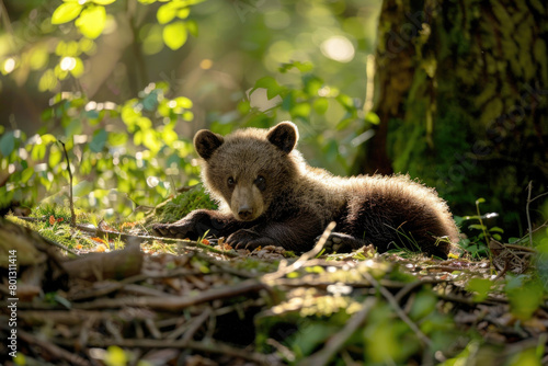 A bear cub lounging in the forest © Veniamin Kraskov