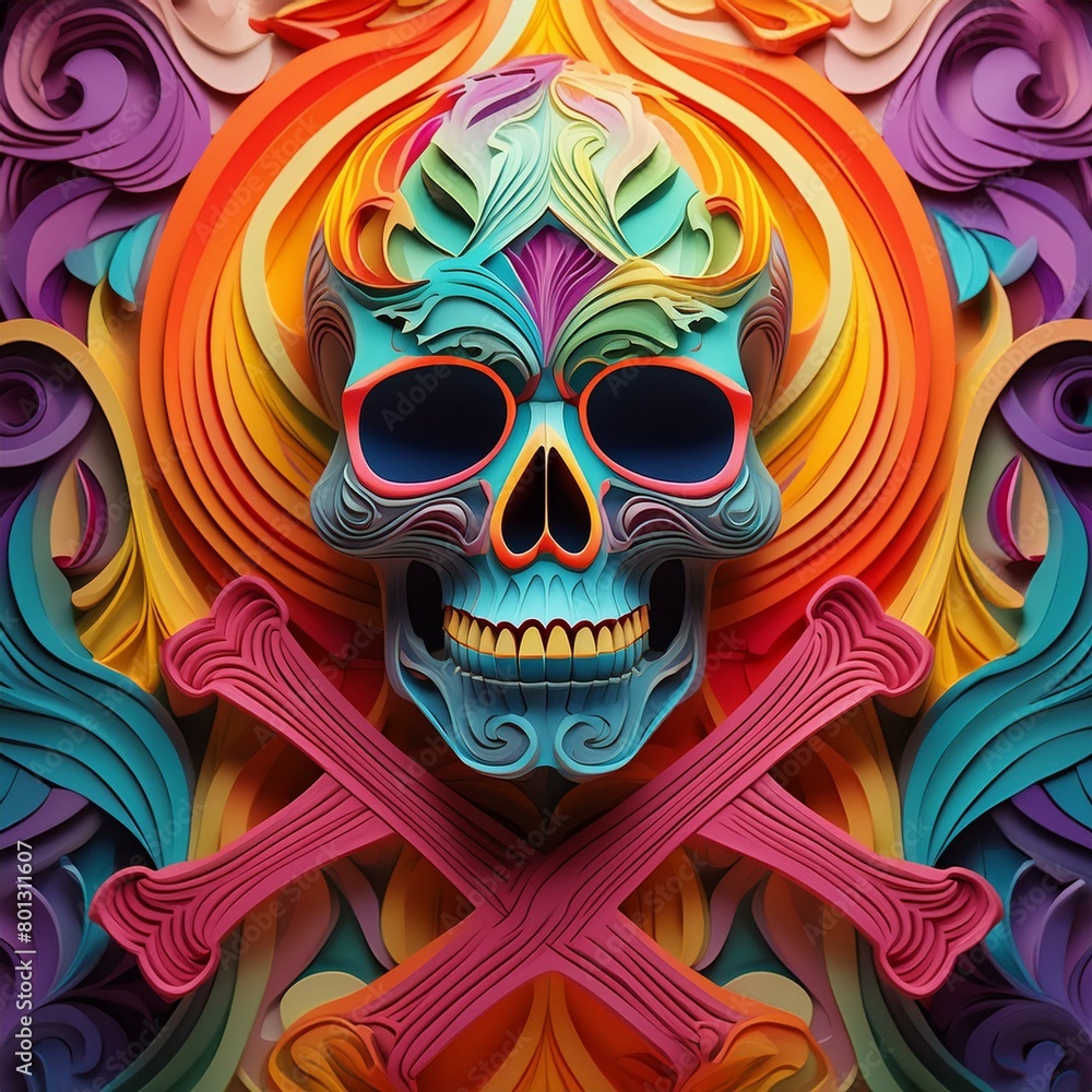 Paper skull and cross bones Paper skull and cross bones