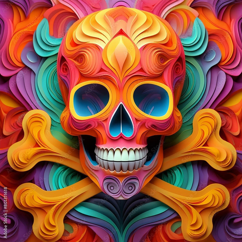 Paper skull and cross bones Paper skull and cross bones