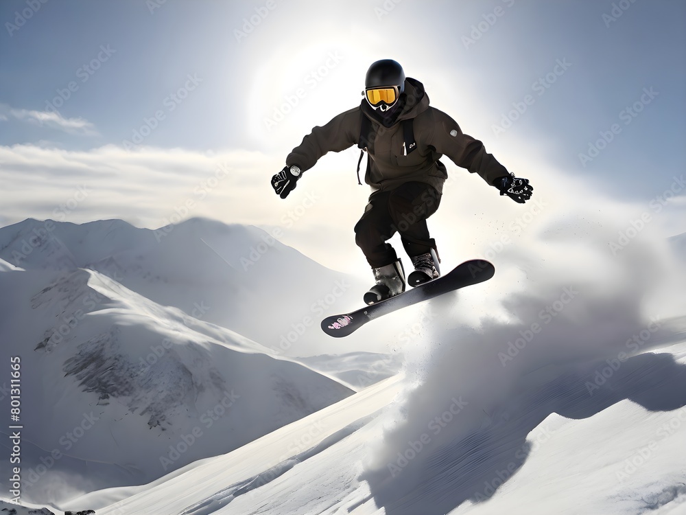 snowboarder jumping on the slope snowboarder jumping on the slope