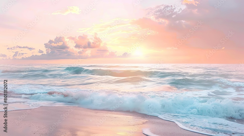 sunrise over the ocean with a white cloud and pink sky