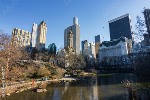Skyline from central park in winter in New York City  USA 