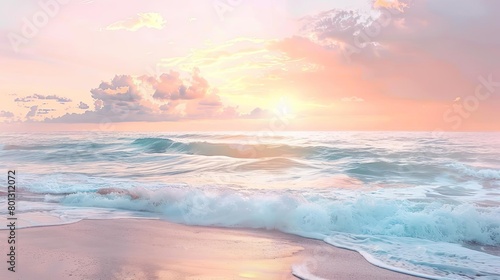 sunrise over the ocean with a white cloud and pink sky © YOGI C