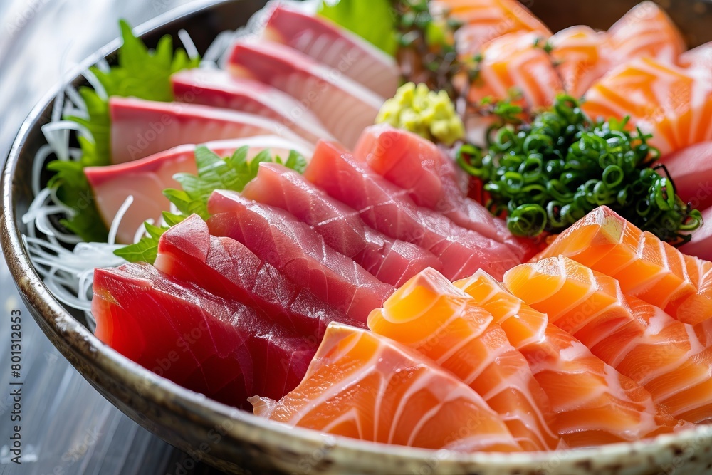 Various kind of Japanese sashimi , Japanese Food	
