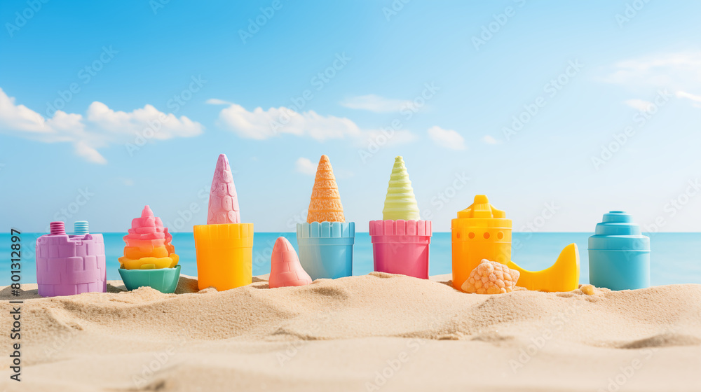 Beach Kid Toys on a Clean Pastel Beach Kid Toys on a Clean Pastel