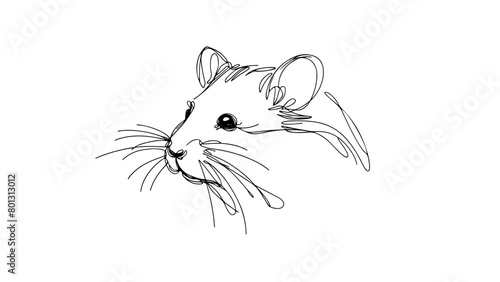 A realistic hamster drawn in a continuous line style