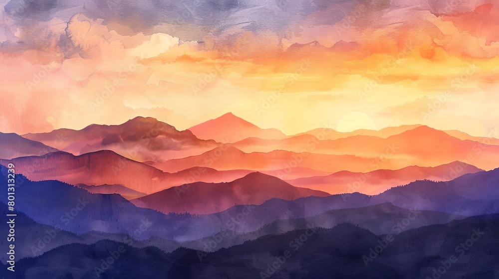 sunset over the mountains a serene view of a mountain range with a clear blue sky and a distant mou
